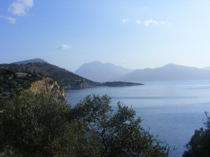The view to the mainland from the north of Kastos