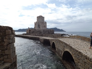 The lighthouse/store/prison/last redoubt at Methoni set on a tiny island offshore