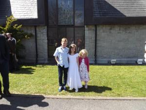 Charlie, Jess and Lily at Jessica's 1st Holy Communion