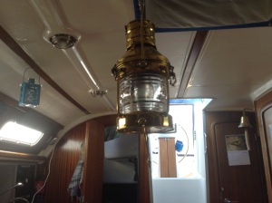 The lamp hanging in the saloon.  